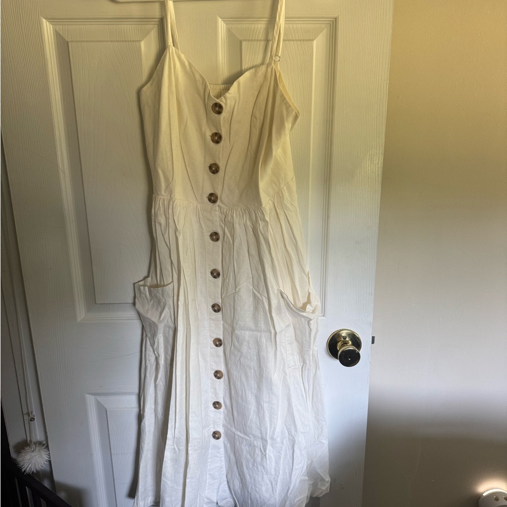 Urban Outfitters Emilia Linen Button-Down Midi Dress